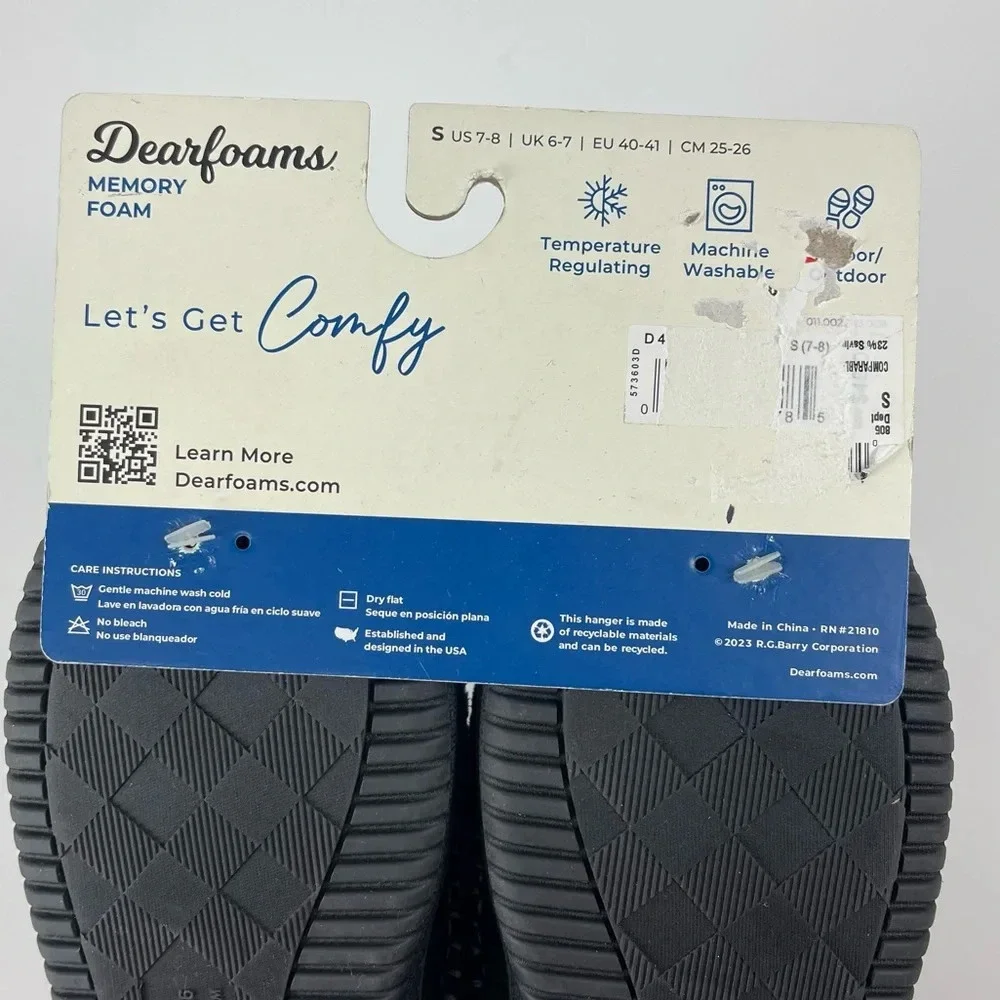 DearFoams Slippers Size Small Black Marshall Microsuede Clog Memory Foam NWT